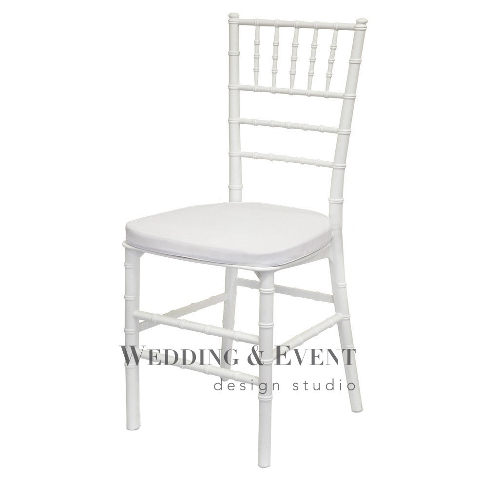 Chiavari Holzstuhl mieten - weiß inkl. Sitzkissen, Tiffany Hochzeitsstuhl – 2
