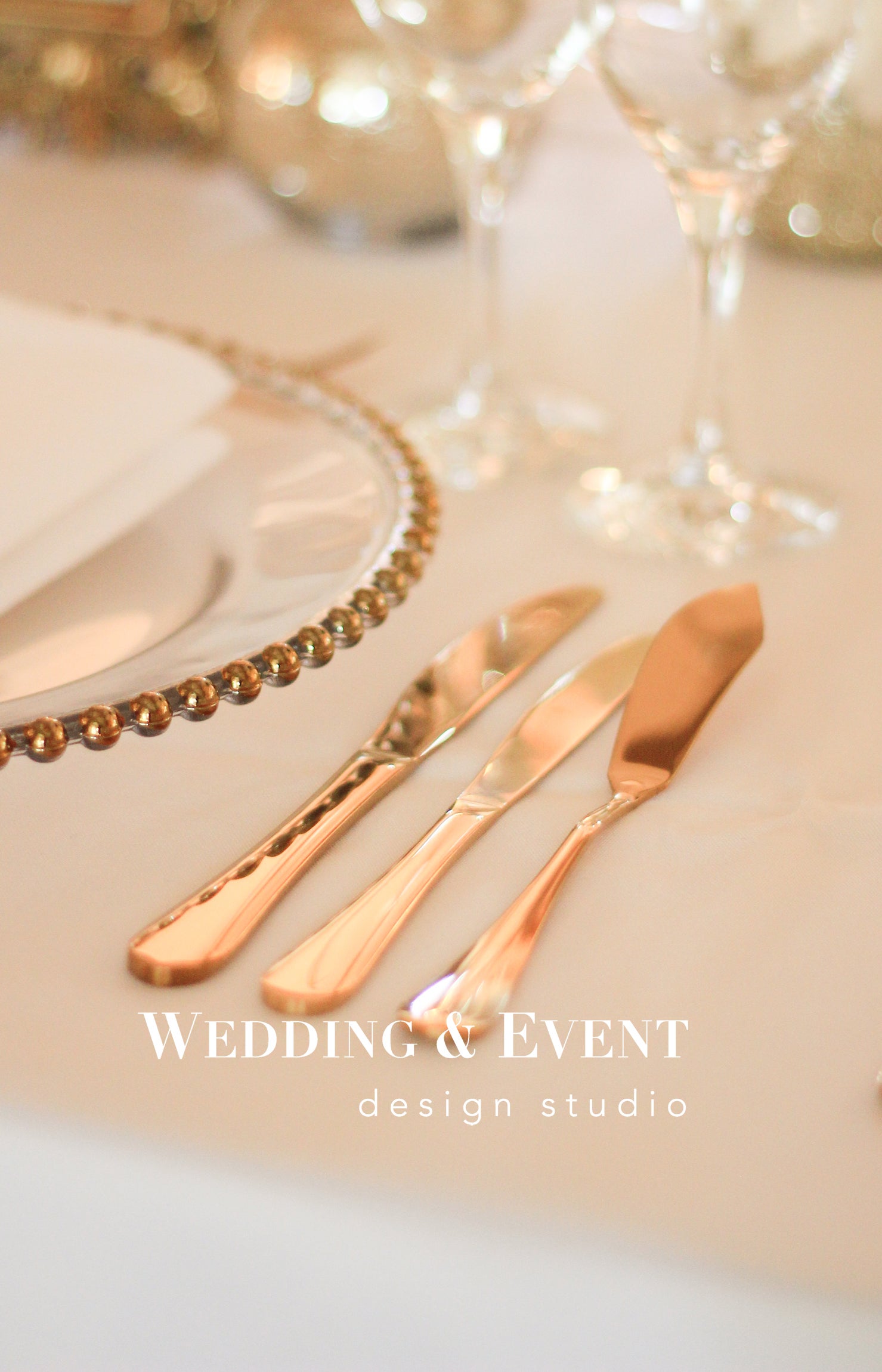 Goldenes Besteck mieten - Hochzeit & Event Tafeldekoration, rostfreier Stahl – 3