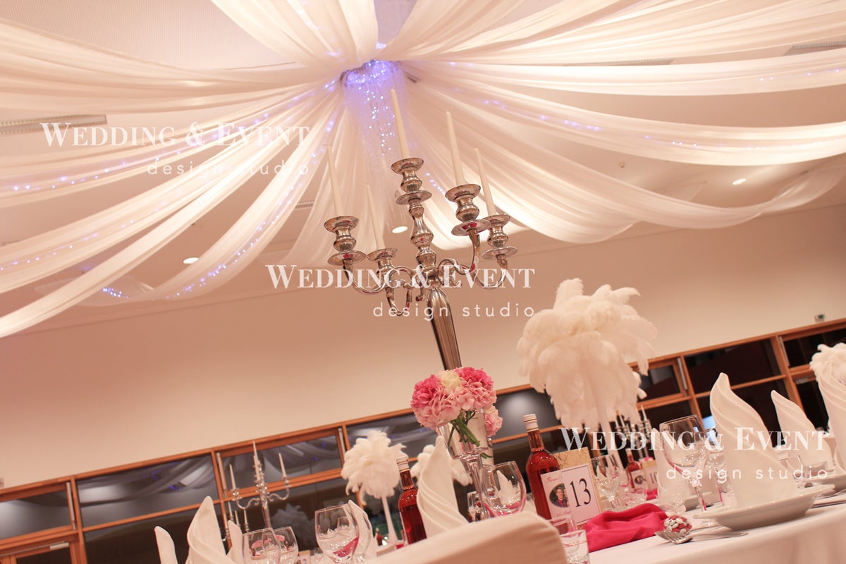 Baldachin Dekohimmel mieten mit LED-Beleuchtung - Hochzeit Deckendekoration Verleih – 4