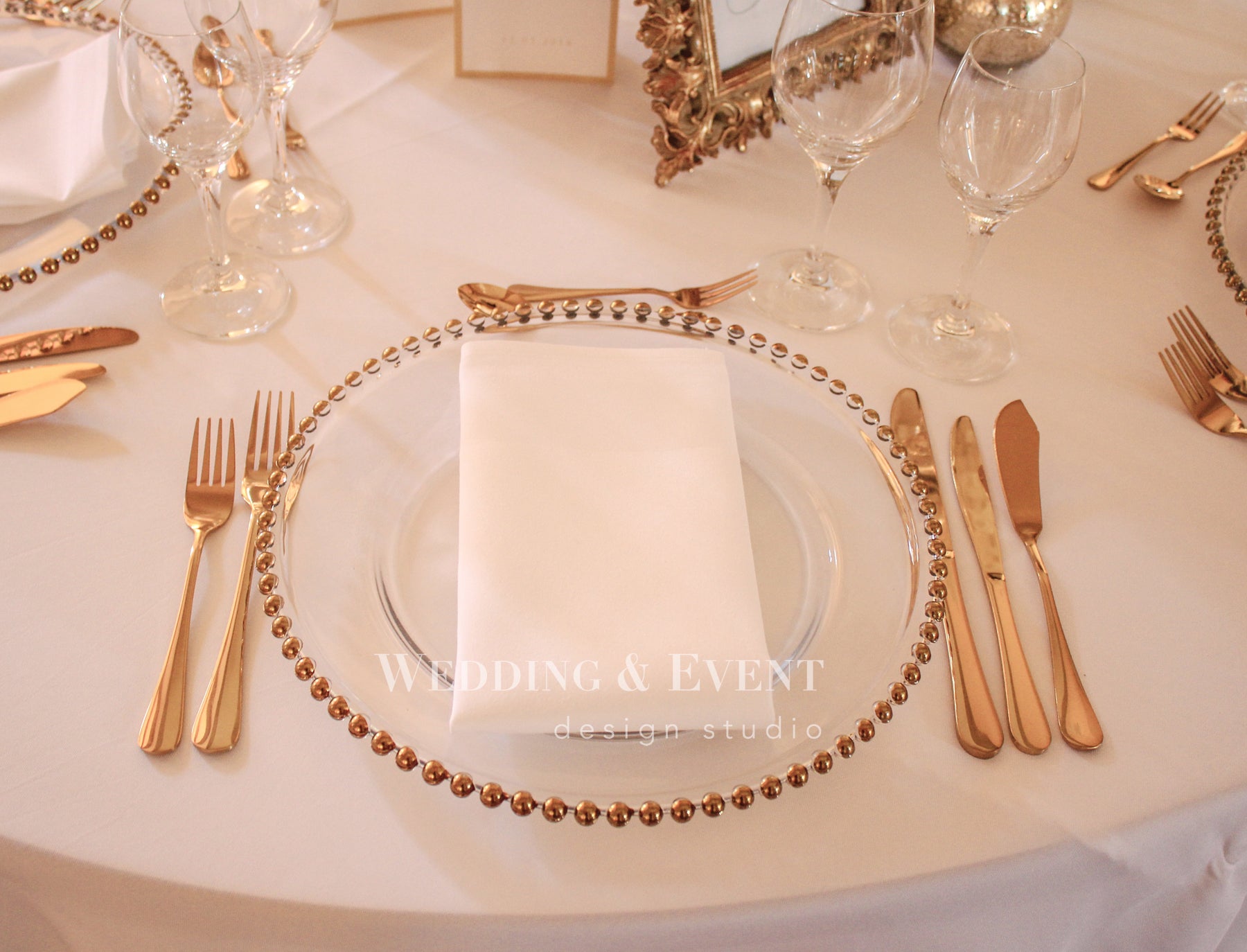 Goldenes Besteck mieten - Hochzeit & Event Tafeldekoration, rostfreier Stahl