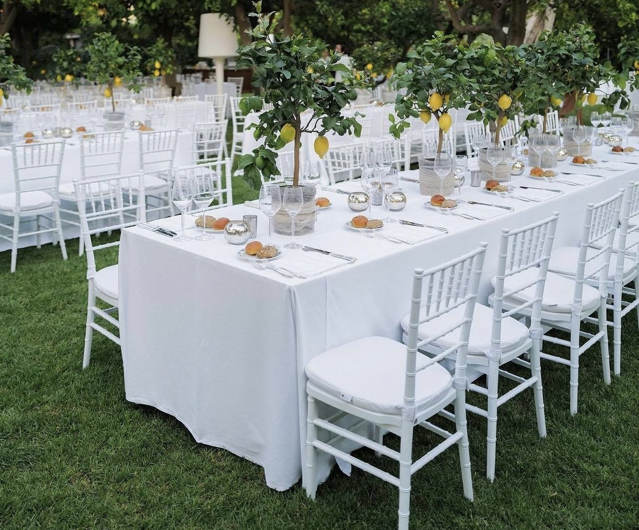 Chiavari Holzstuhl mieten - weiß inkl. Sitzkissen, Tiffany Hochzeitsstuhl