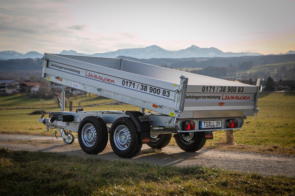 Kipper mieten 3.500 kg – Kippanhänger mit Elektro-Hydraulikpumpe