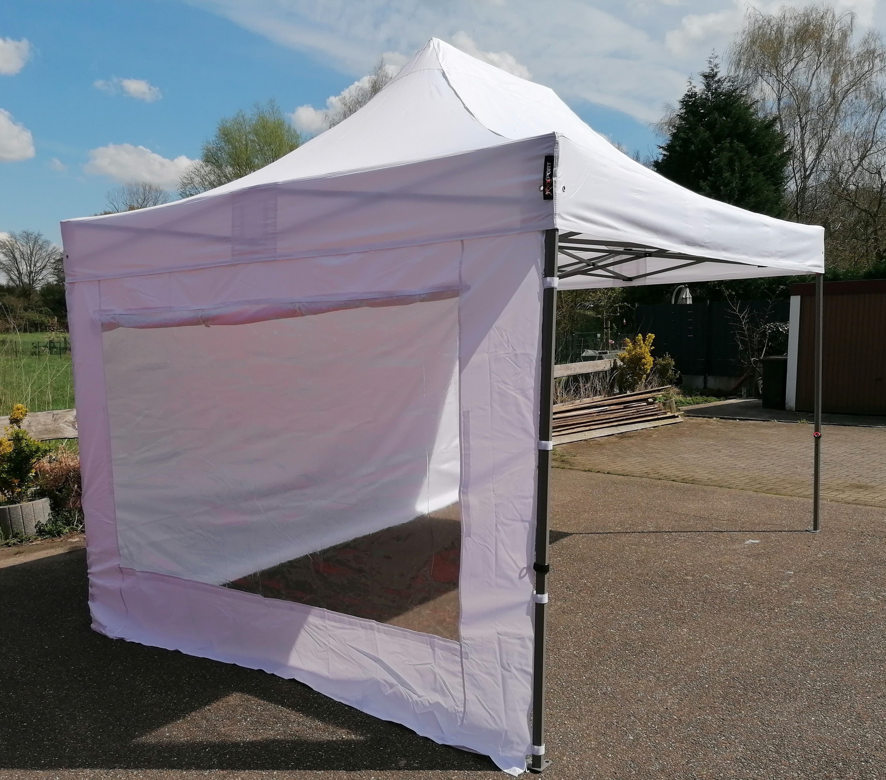 Faltpavillon mieten 3 x 4,5 m - Partyzelt Schnellbauzelt mit 2 Seitenteilen, wasserdicht – 4