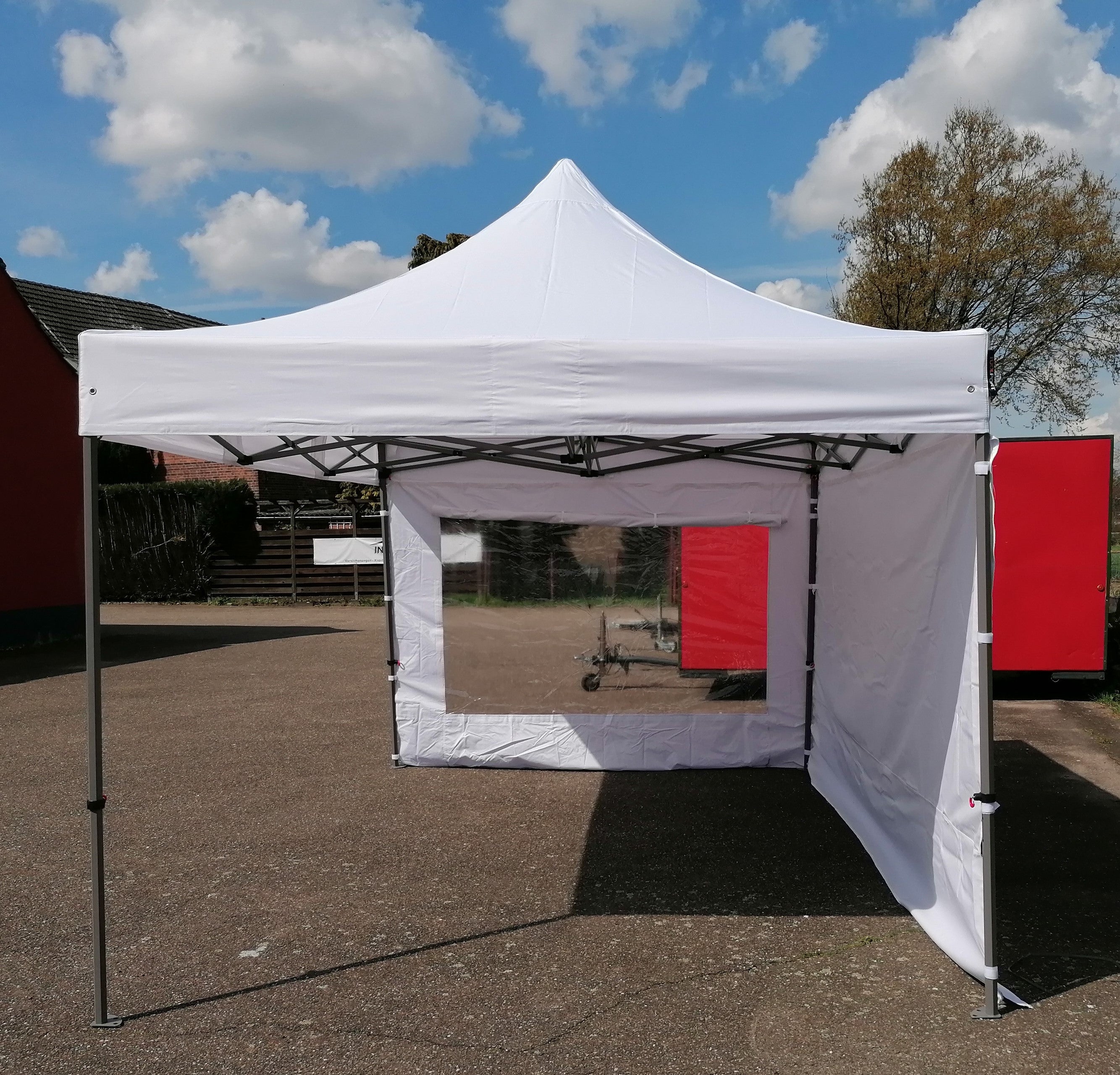 Faltpavillon mieten 3 x 4,5 m - Partyzelt Schnellbauzelt mit 2 Seitenteilen, wasserdicht – 3