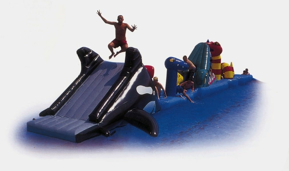 Wasserhindernis-Parcours "Seamonster" mieten - 16 m Wasserbahn für Pool & See – 4