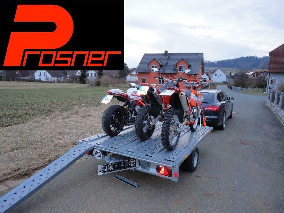 Großer 3er Motorradanhänger mieten bei Anhängervermietung Prosner