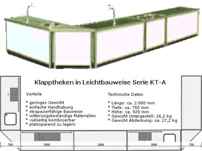 Mobile Profi-Zapftresen-Strecke 750 x 275 x 92 cm, klappbar mieten bei R+N Gastro Event Service