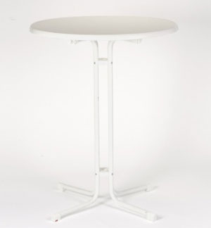 Stehtisch Typ "Dart" (Ø) 85cm x (H) 110cm, Farbe: weiß mit Schirmloch mieten mieten