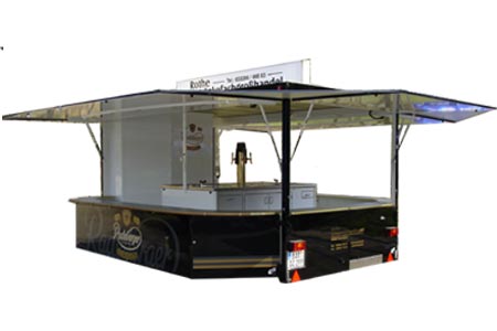 Großer Ausschankwagen mit Kühlzelle mieten bei R+N Gastro Event Service