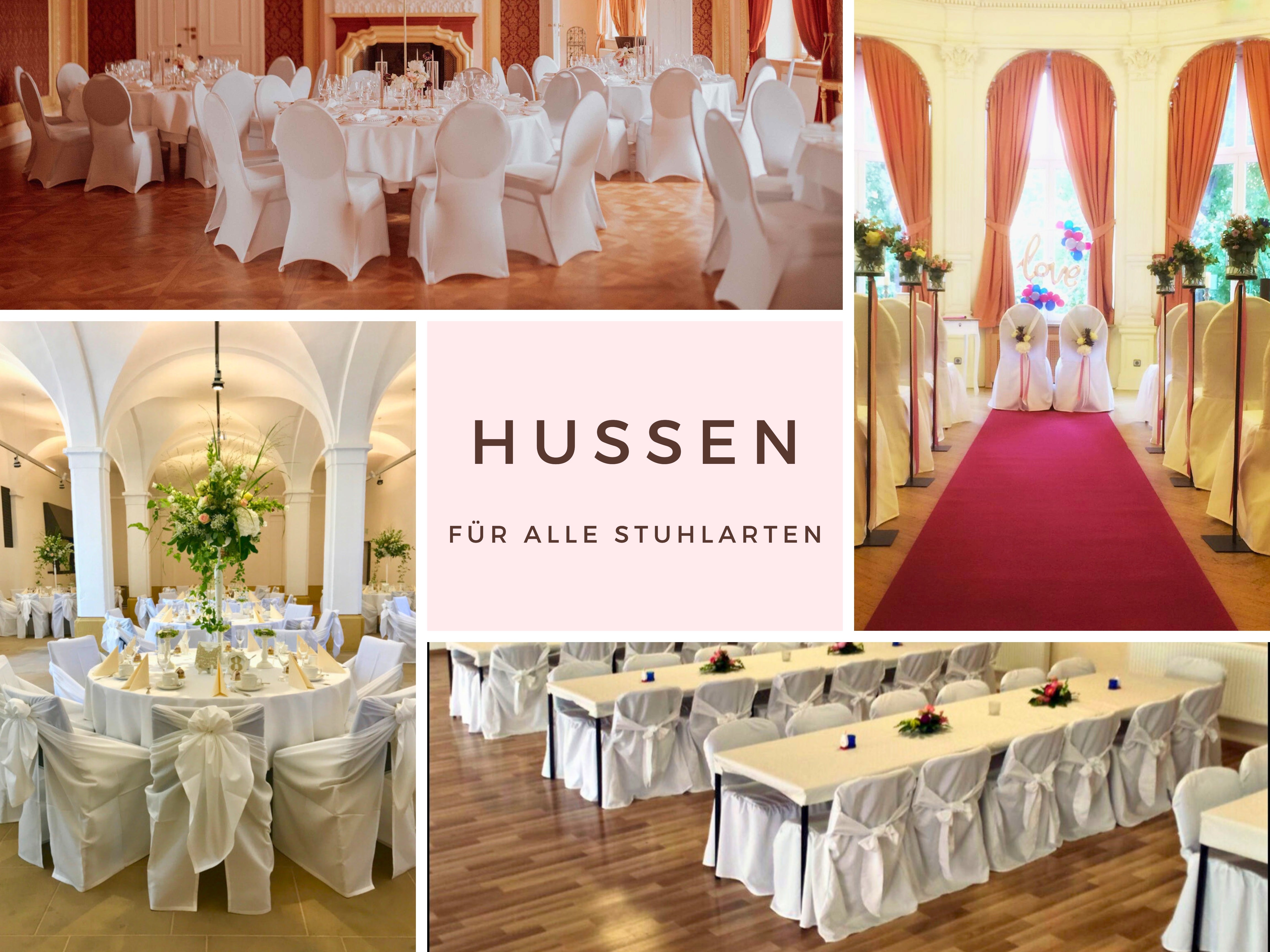 Stuhlhussen & Stretchhussen mieten – Steh-, Festzelt- & Banketthussen, Skirting