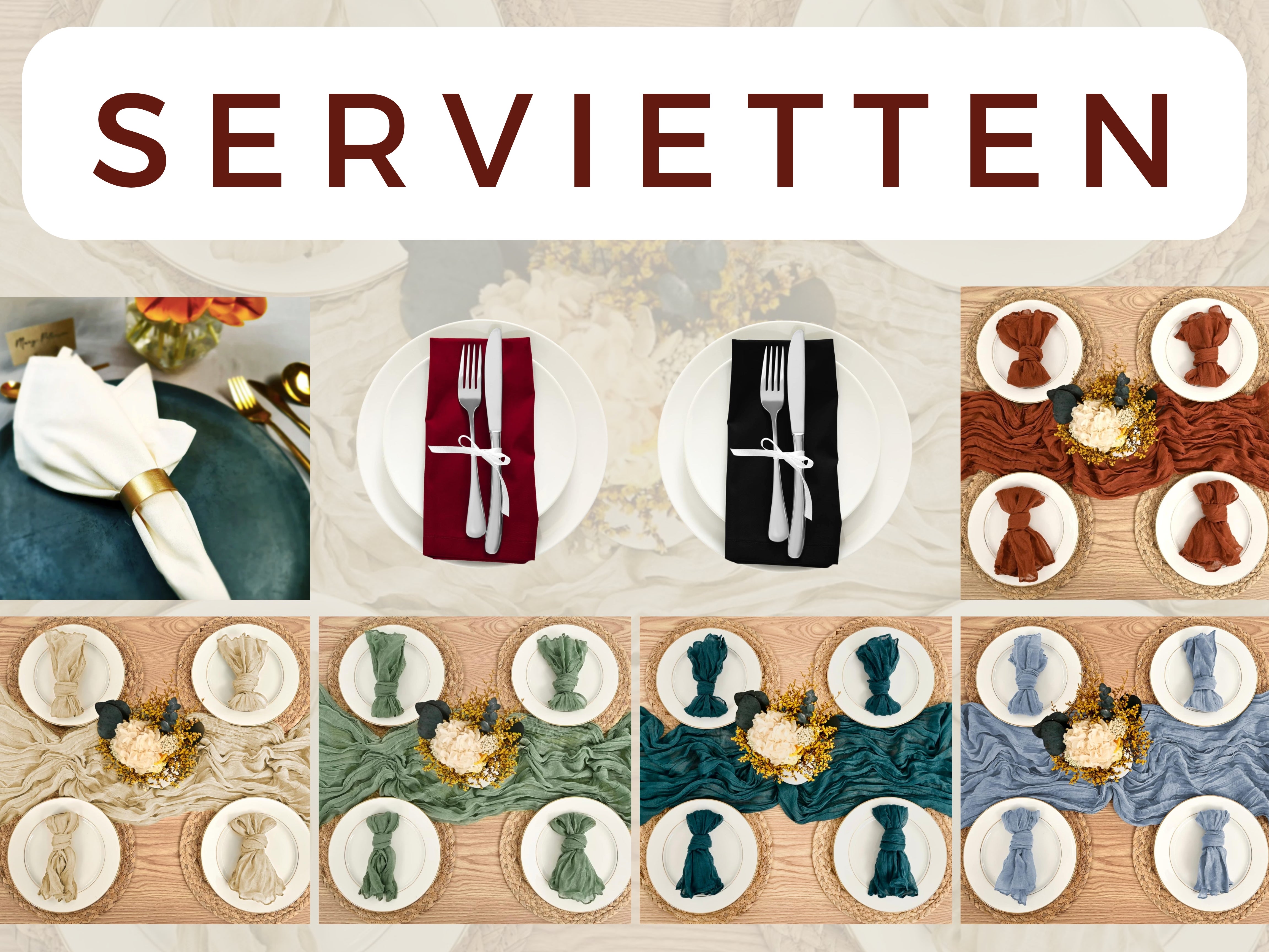 Servietten & Tischdecken mieten – rund und eckig, viele Farben, inkl. Reinigung – 4