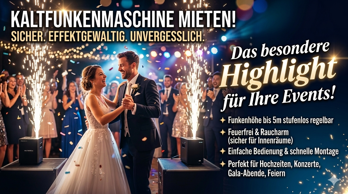 Kaltfunkenmaschine mieten – spektakulärer Funken-Effekt für Hochzeiten & Events
