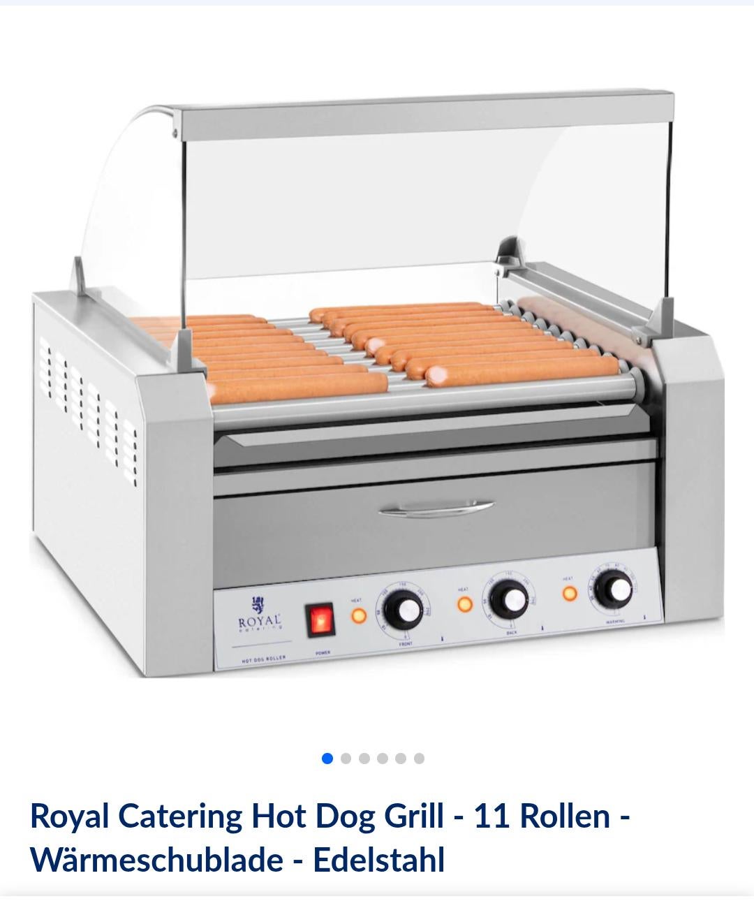 Hot-Dog-Grill mieten – Royal Catering RCHG-11WO mit Wärmeschublade