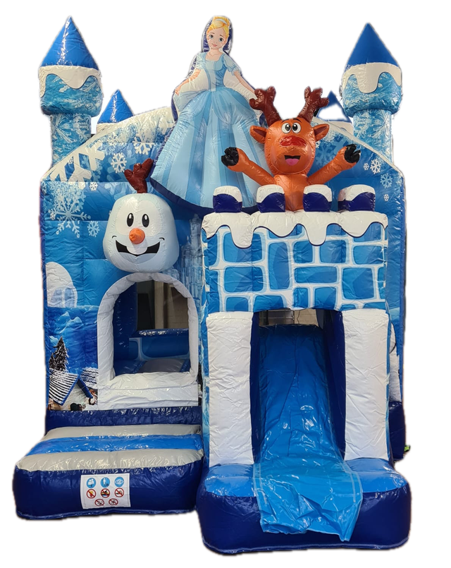 Hüpfburg Eisprinzessin mit Rutsche mieten – Indoor & Outdoor, 5–6 Kinder