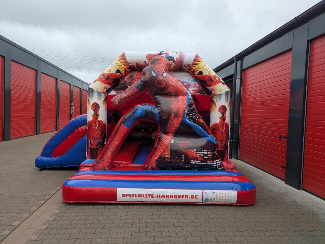 Hüpfburg mit Rutsche Spiderman mieten – Indoor & Outdoor, bis 8 Kinder