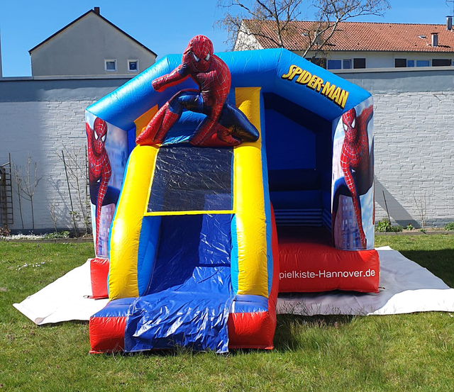 Hüpfburg Spiderman mit Rutsche mieten – Indoor & Outdoor, 6–8 Kinder