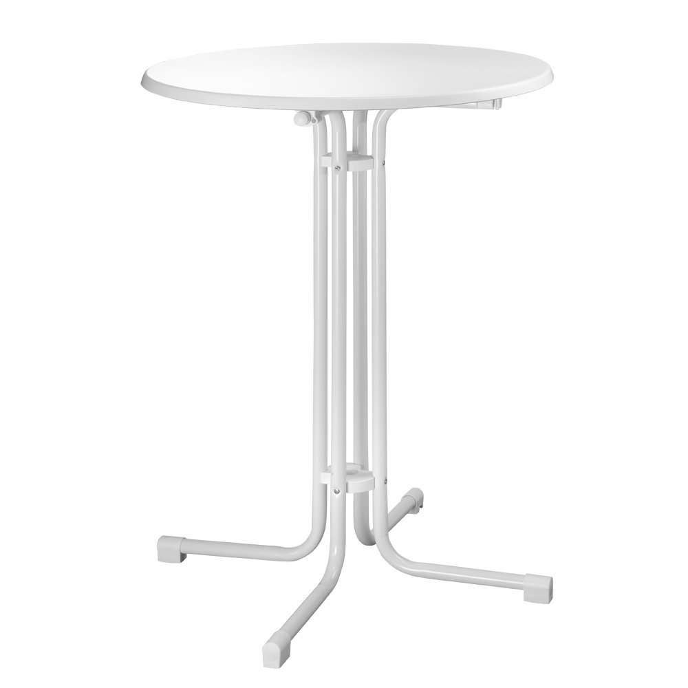 Stehtisch mieten – 80 cm, weiß, klappbar & höhenverstellbar