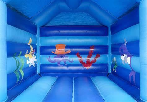 Hüpfburg "Flipper" mieten – 4 x 4 m, Delfin-Design für Kinder – 4
