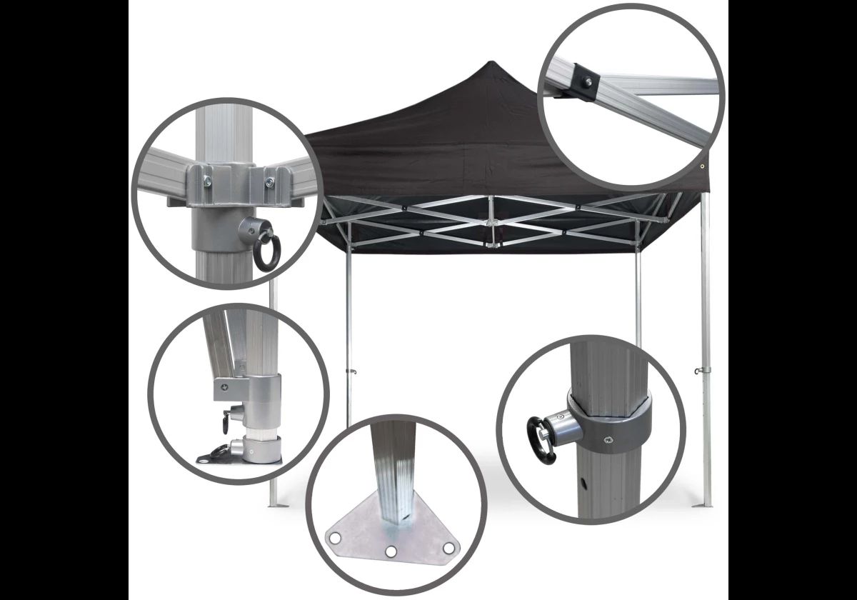 Faltzelt 4x4 m mieten – Pavillon schwarz, wetterfest