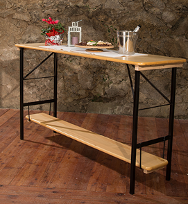 Stehtisch / Theke mieten – 200 x 60 x 110 cm, Fichtenholz
