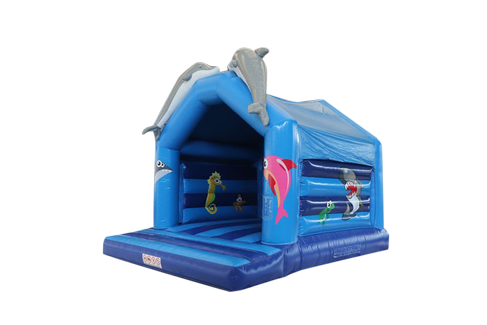 Hüpfburg "Flipper" mieten – 6 x 6 m, Delfin-Design für Kinder – 4