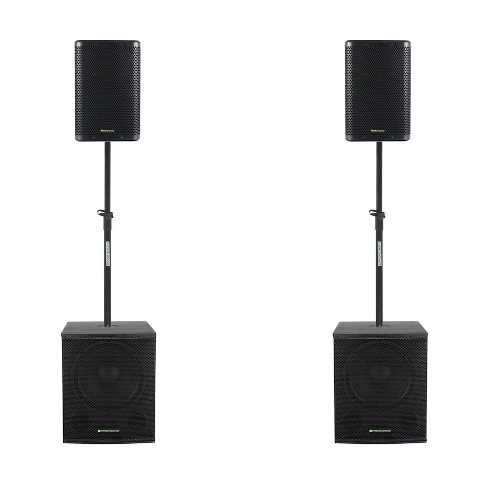 Musikanlage mieten – PA-Set 2.0 mit 2x 1000 W Aktivboxen & Stativen