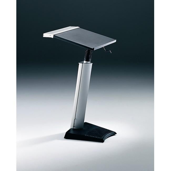 Design-Rednerpult ARC 20216-H mieten – höhenverstellbar 100–130 cm, silberfarben