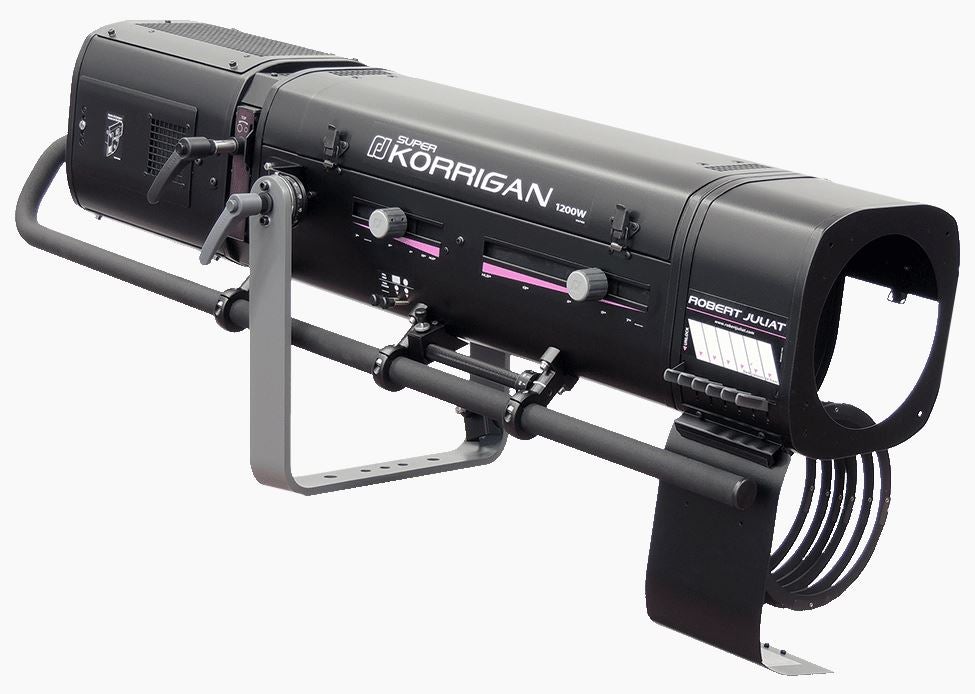 Robert Juliat Super Korrigan 1200W HMI Verfolger mieten – Followspot inkl. Stativ & Case