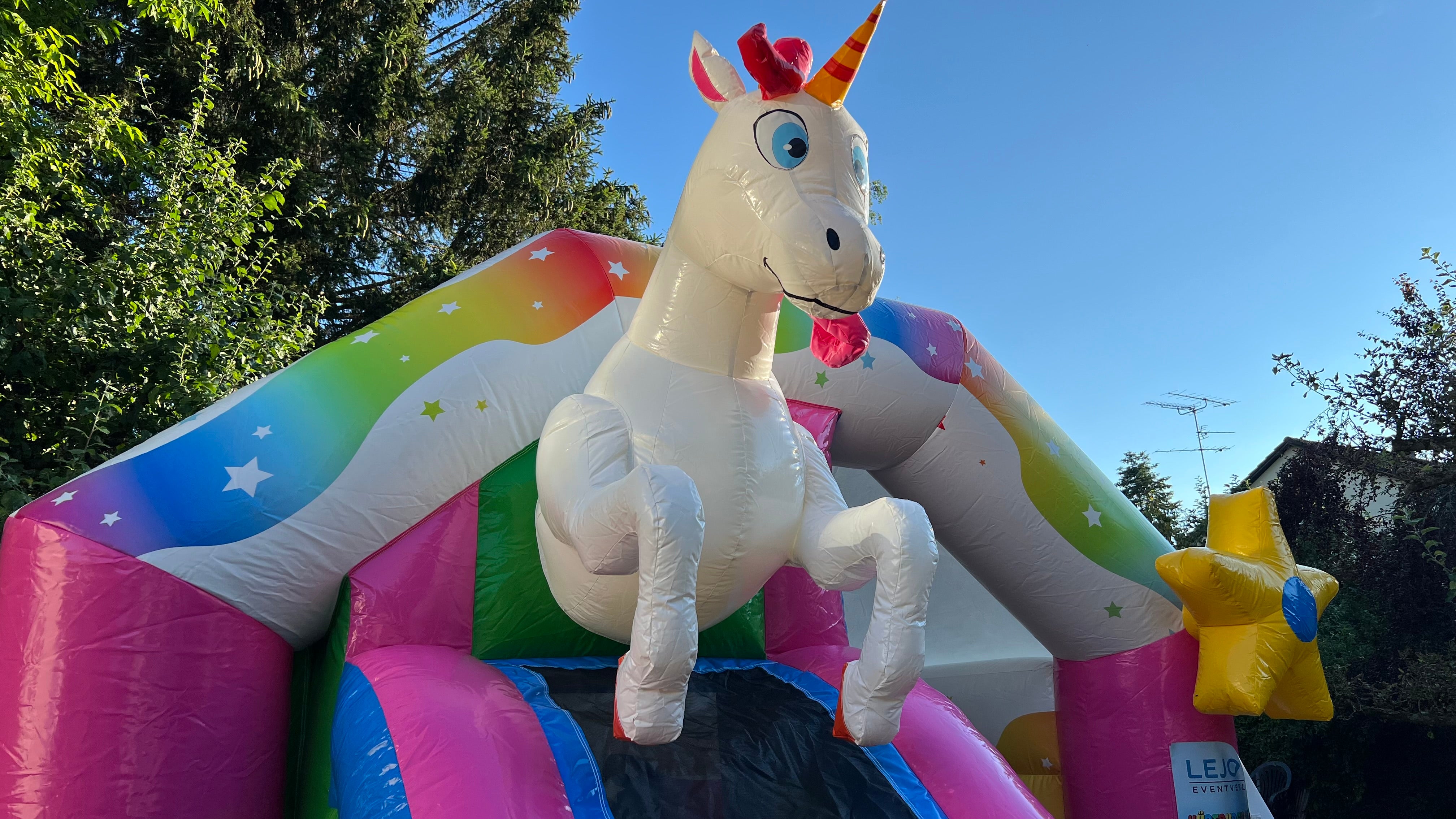 Hüpfburg Einhorn mit Rutsche mieten München – Kindergeburtstag – 4