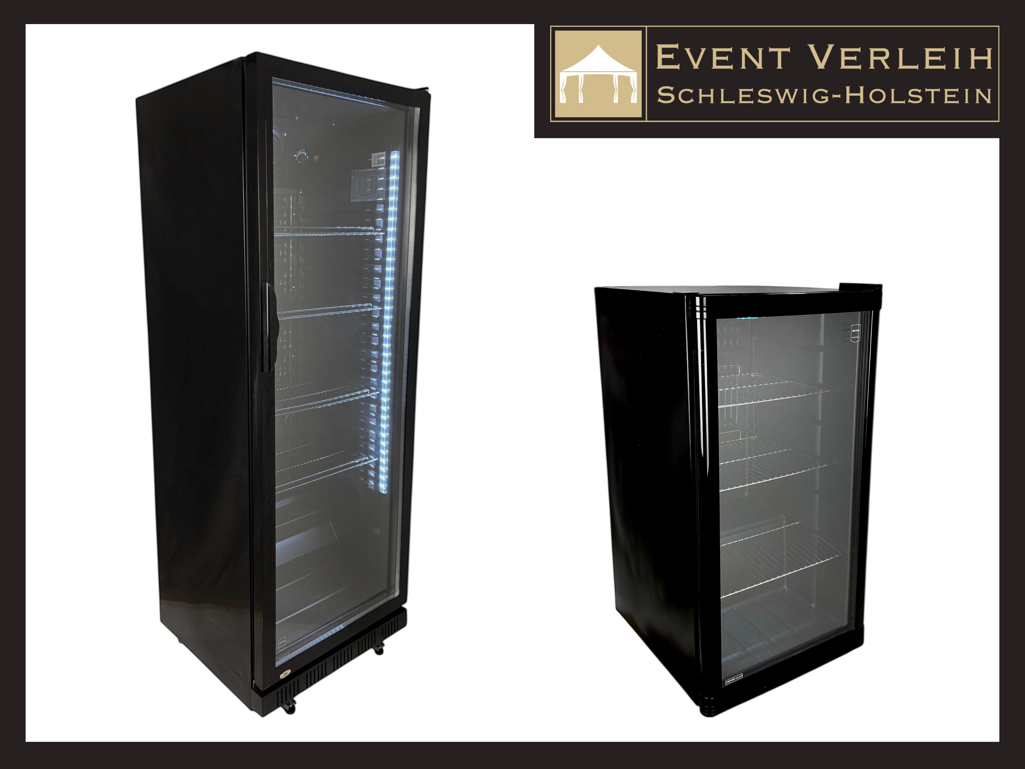 Sichtkühlschrank mit Glastür mieten – Getränkekühlschrank mit LED, 2 Größen | Gastronomie & Bar