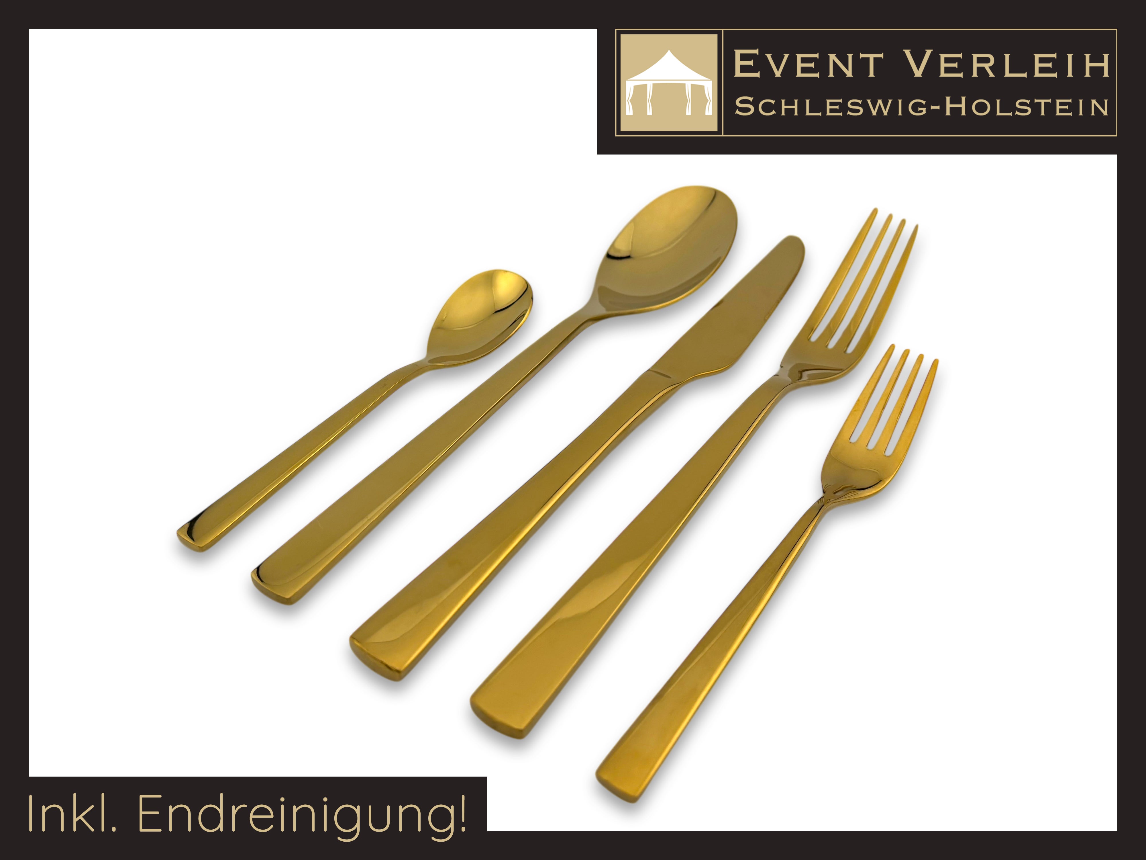 Goldenes Besteck mieten – elegantes Hochzeitsbesteck aus Edelstahl in Goldoptik
