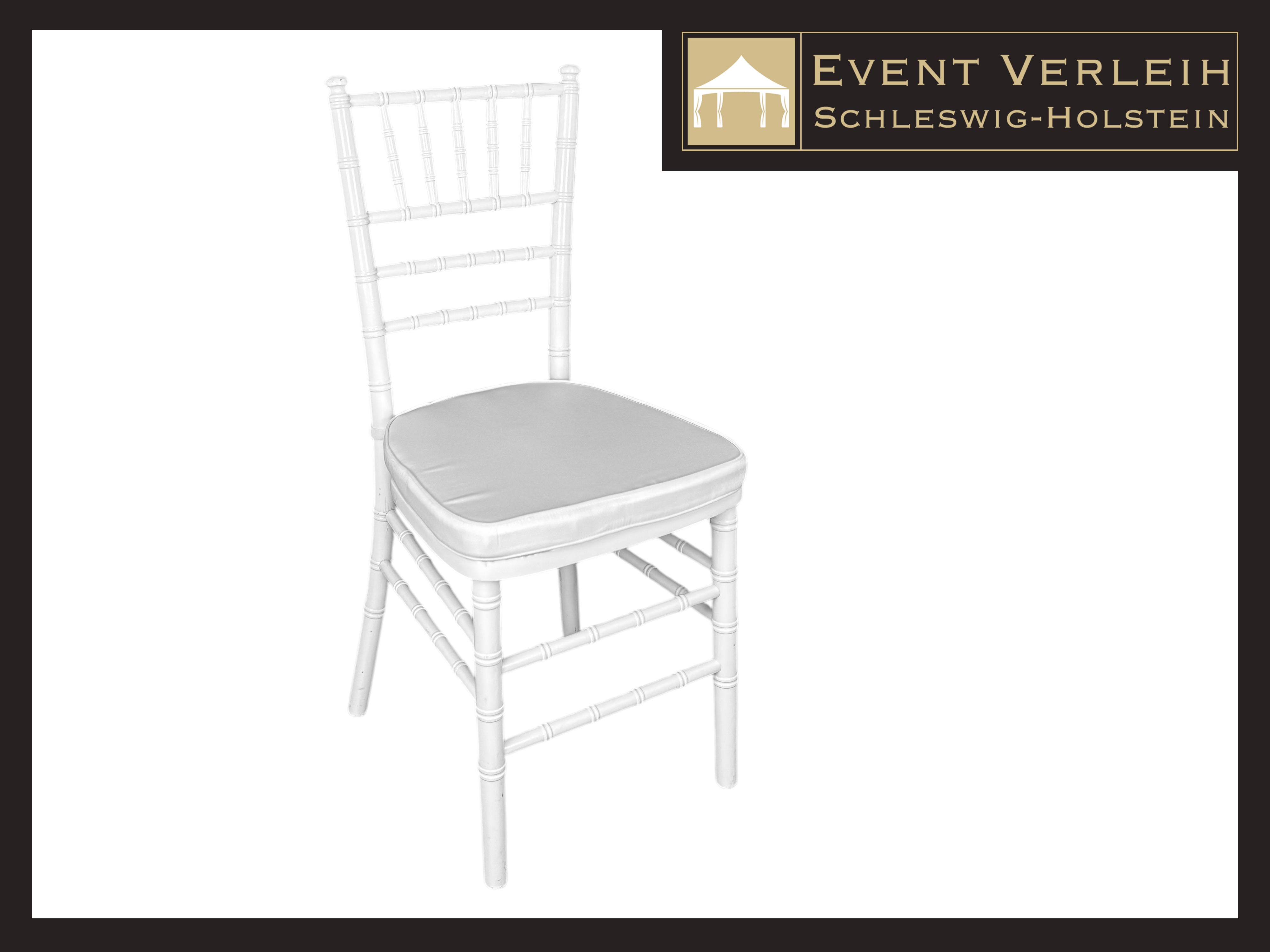 Chiavari Stühle mieten – Tiffany Hochzeitsstühle aus weiß lackiertem Holz