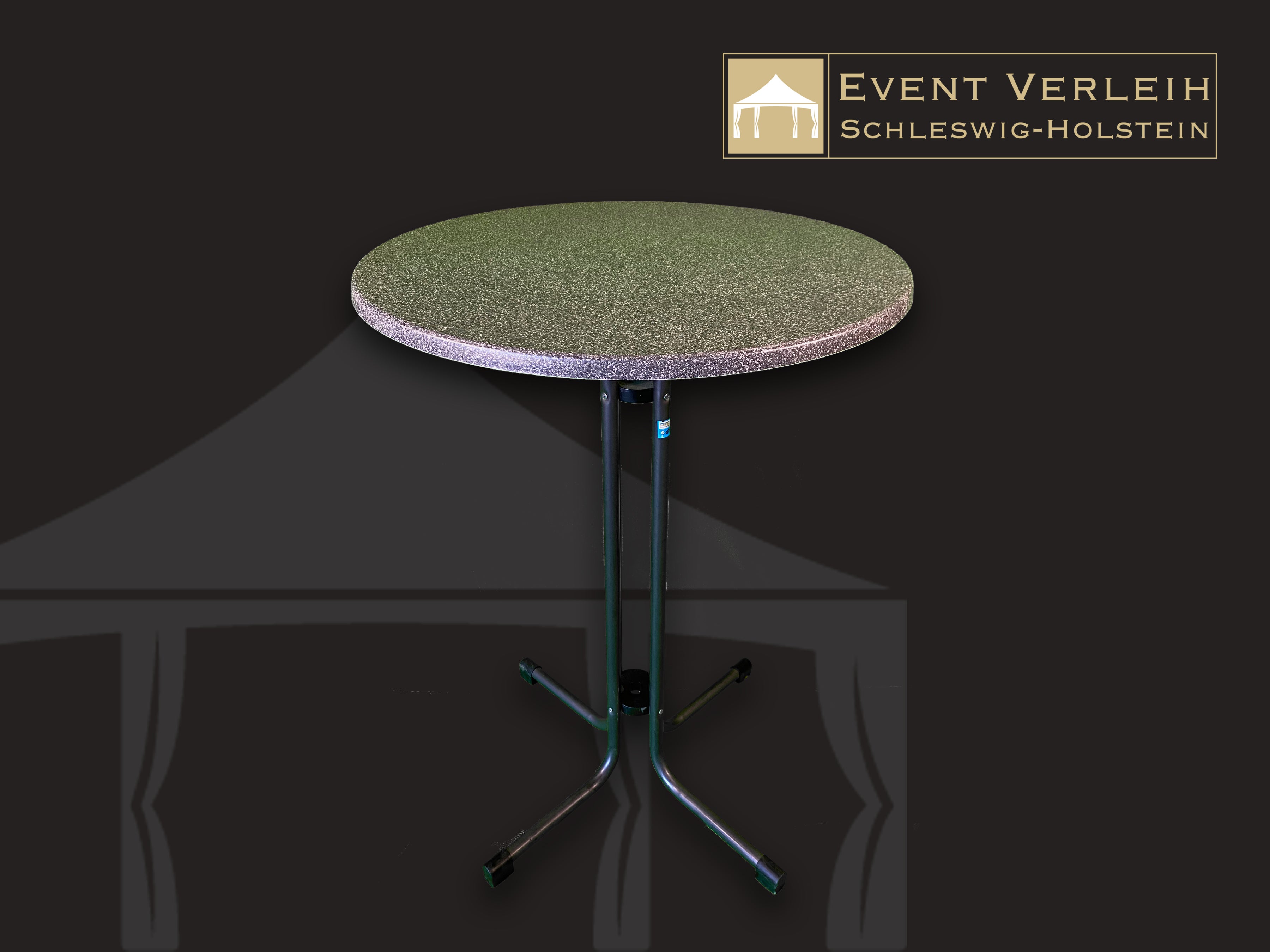 Stehtisch mieten – klappbarer Bistrotisch Ø 80 cm, optional mit Husse in Weiß/Schwarz/Weinrot – 2