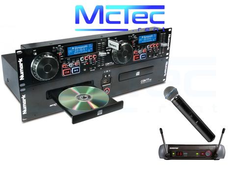 DJ Doppel-CD-Player mieten – Numark CDN77 USB mit Shure Funkmikrofon (Erweiterungs-Set)