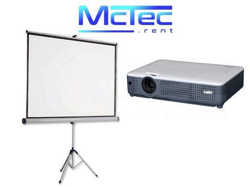 Beamer-Set mit Leinwand mieten – Sanyo 3000 ANSI Lumen + Stativleinwand