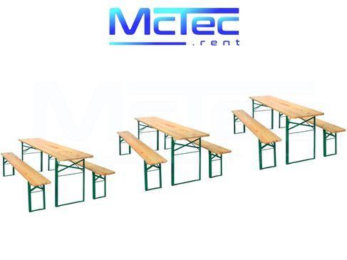 Festzeltgarnitur mieten – 3er-Set Biertisch & Bierbänke (220 cm) für bis zu 24 Personen