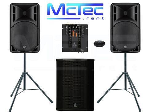 Musikanlage mieten bis 150 Gäste – 2x RCF 12" Lautsprecher, 18" Subwoofer & Bluetooth – 2