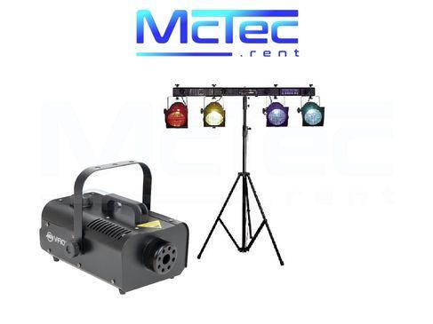 Lichtanlage mieten – 4x PAR 64 Scheinwerfer, Lichtsteuerung & Nebelmaschine (bis 60 Gäste)