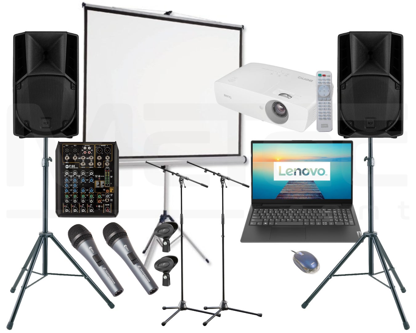 Karaokeanlage mieten bis 70 Gäste – Lautsprecher, Mischpult, 2 Mikrofone, Laptop & Beamer