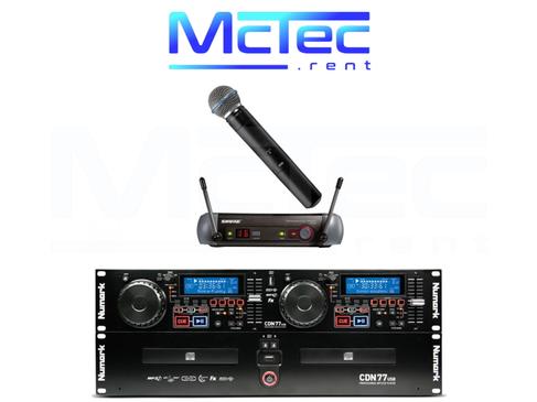 DJ Doppel-CD-Player mieten – Numark CDN77 USB mit Shure Funkmikrofon (Erweiterungs-Set) – 2