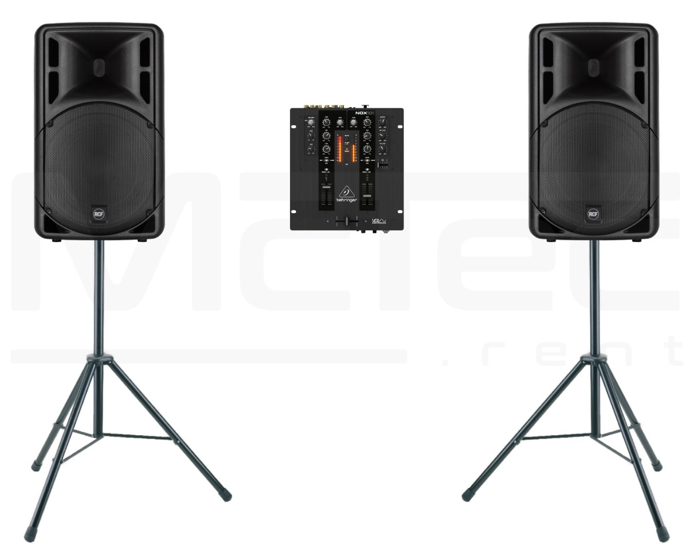 Musikanlage mieten für bis zu 70 Gäste – 2x RCF 12" Aktivlautsprecher, Mischpult & Bluetooth