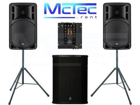 Musikanlage mieten bis 150 Gäste – 2x RCF 12" Lautsprecher, 18" Subwoofer & Bluetooth