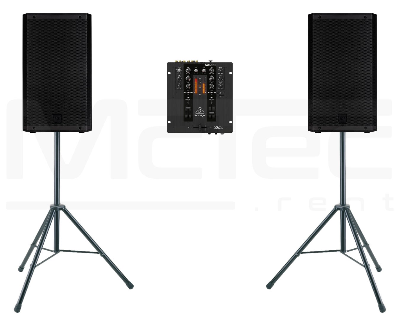 Musikanlage mieten für bis zu 100 Gäste – 2x RCF 12" Aktivlautsprecher, Mischpult & Bluetooth