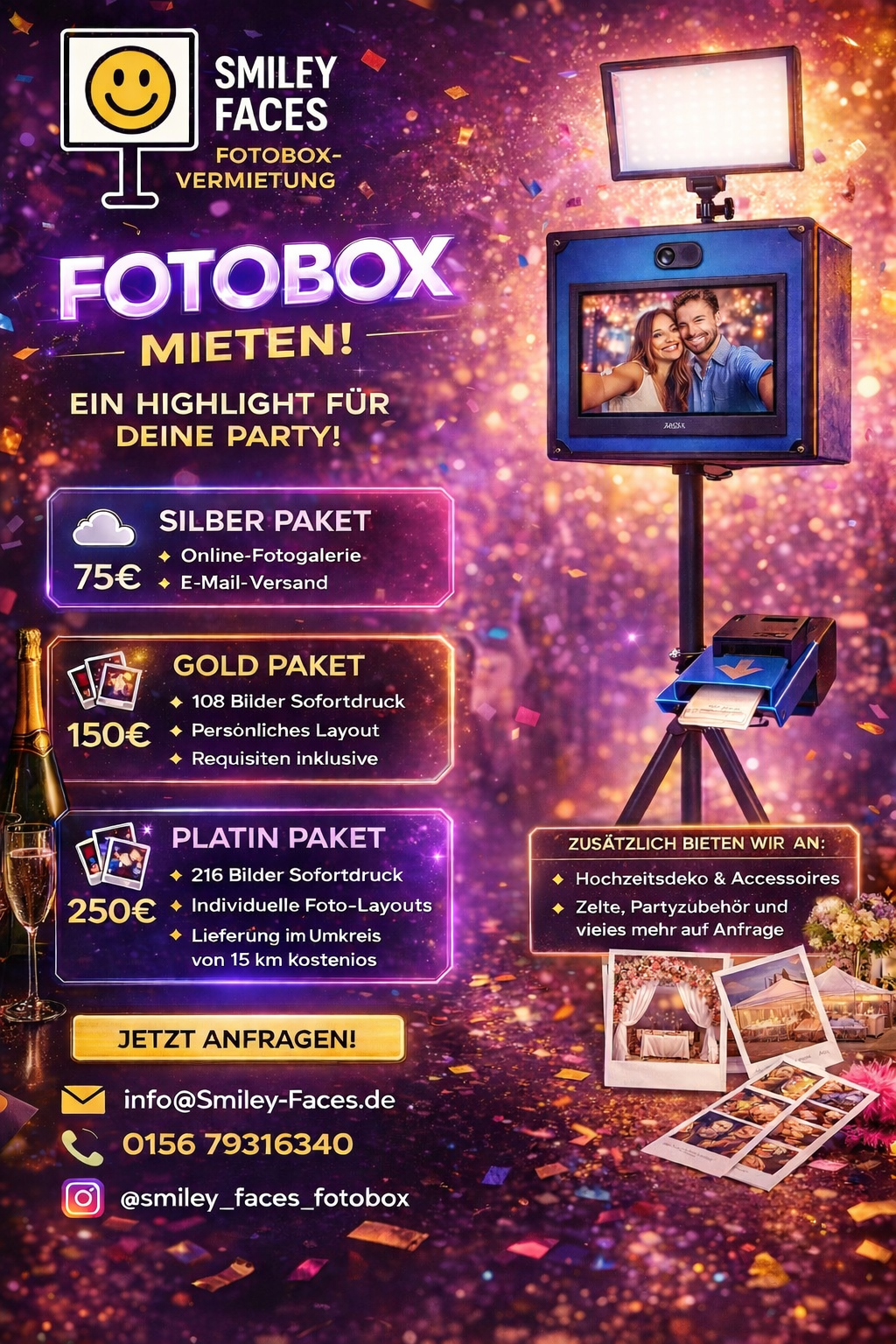 Fotobox mieten – mit Sofortdruck, Online-Galerie & Requisiten – 3