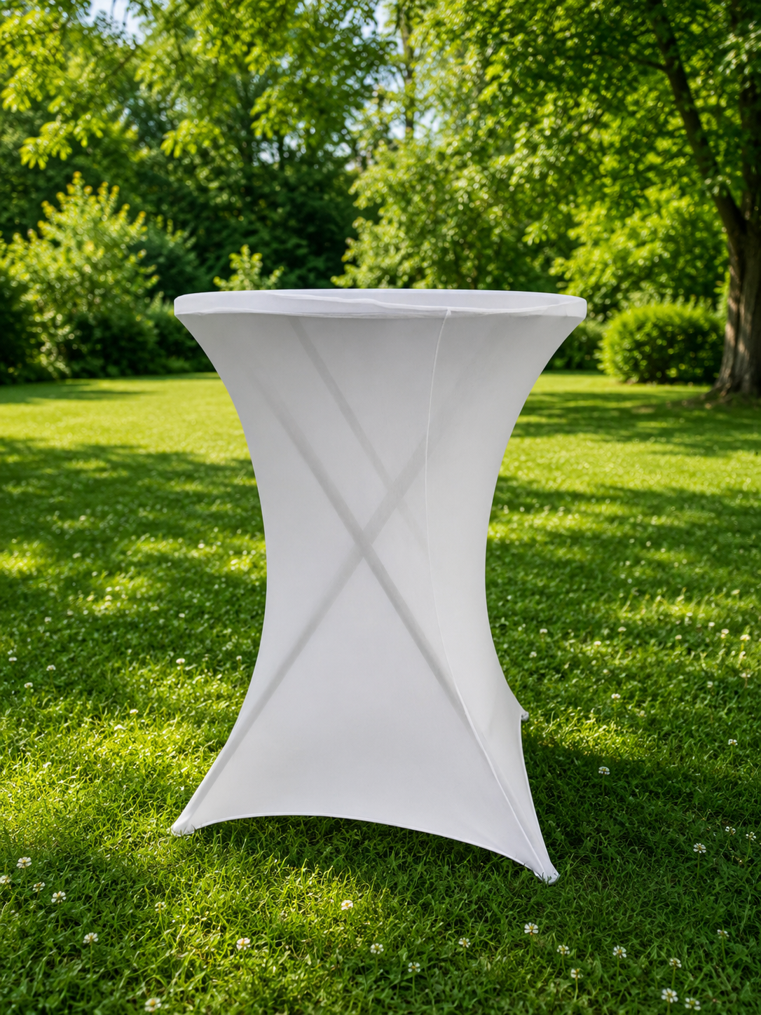 Stehtisch mieten 80x110 cm – stabil & modern, Husse optional – 2