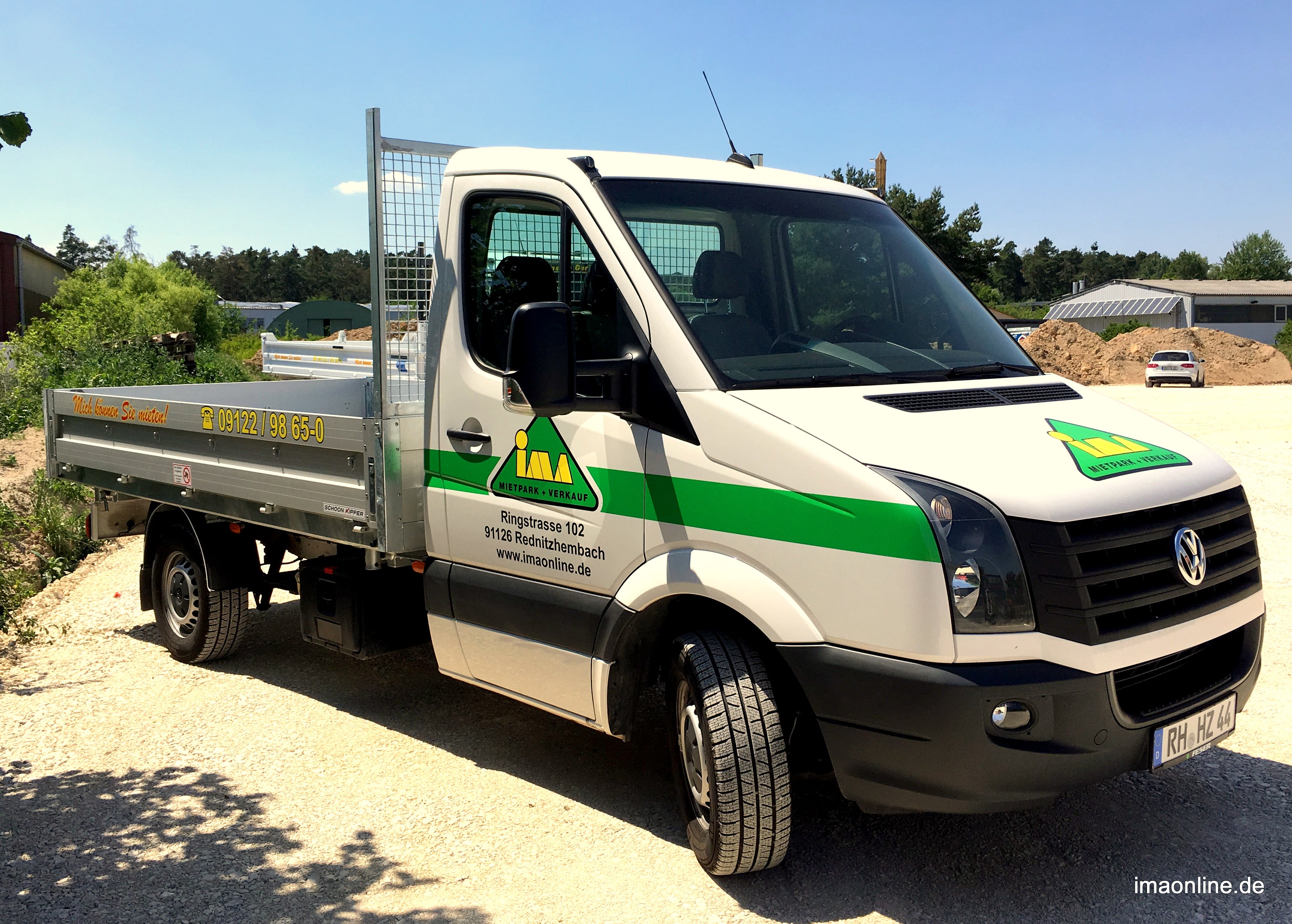 VW Crafter 3,5 t Kipper mieten – 3-Seiten-Kipper, optional mit Gitteraufsatz