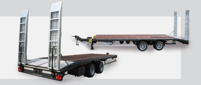 Tandem-Tieflader 11.900 kg mieten – Baumaschinen-Anhänger mit Auffahrschienen