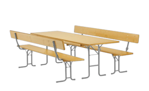 Festzeltgarnitur mit Lehne mieten – 70 cm Tisch, robustes Stahlgestell