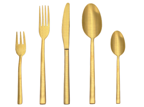 Kuchengabel Exklusiv gold mieten – goldfarbenes Edelstahl-Besteck, VPE 20