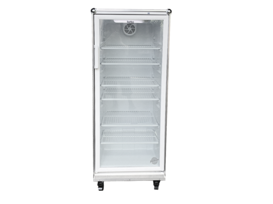 Kühlschrank Gala mieten – rollbar, weiß, 310 L mit Glastür für Events
